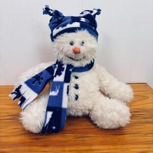 VTG Gund Swoosh Plush Snowman 88108 Stuffed Toy 13" Fleece Hat Scarf